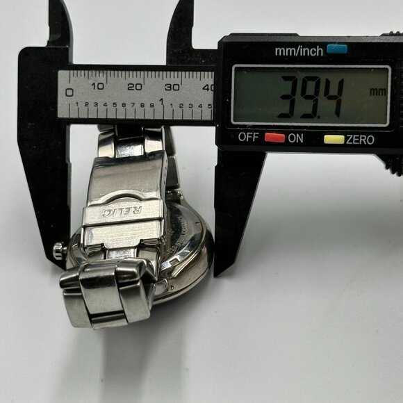 3/$30 Relic Watch Men Silver Tone Blue Day Date Multi Dial 39MM New Battery - Picture 12 of 15